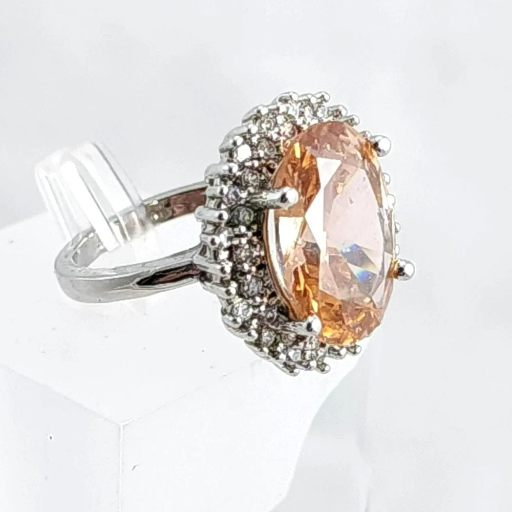 Vintage Sterling .925 Topaz Lab Created Statement Ring Size 6.75